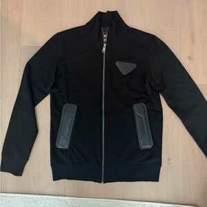 PRADA Black Zip-Up Jacket with Logo